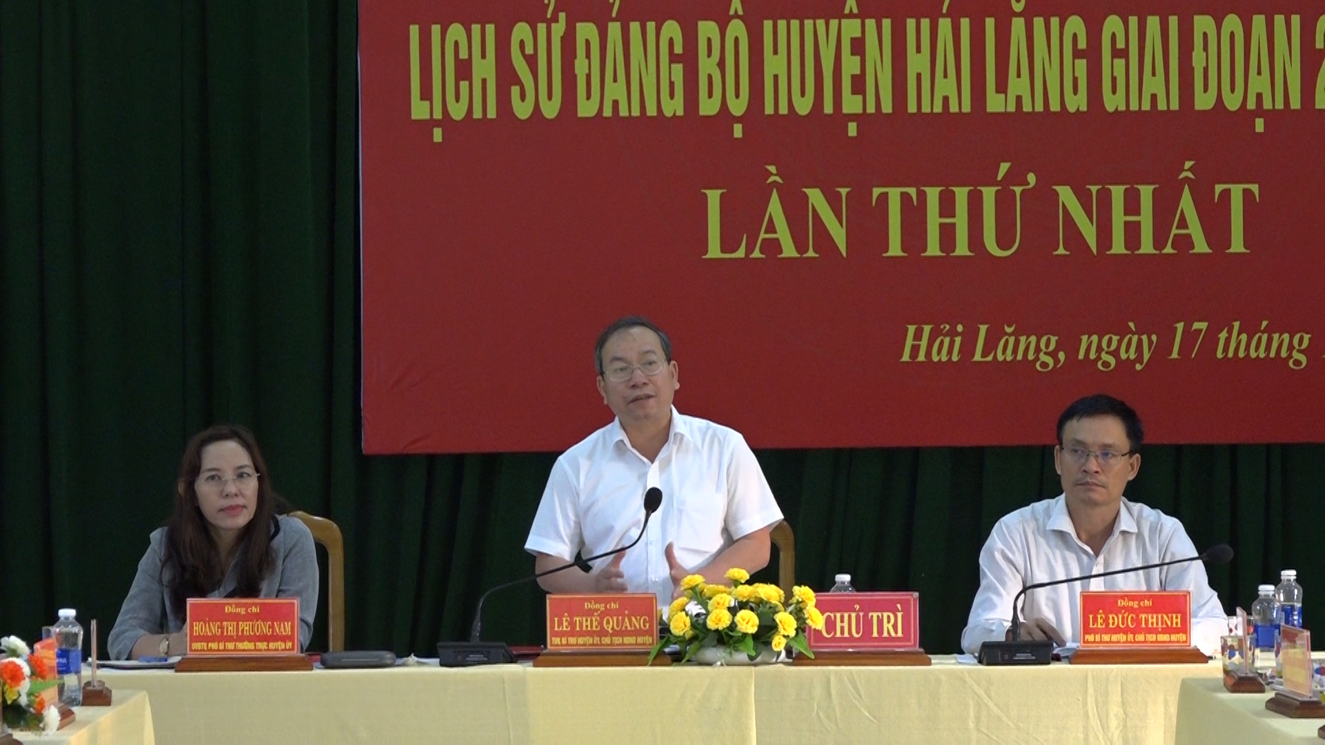 Đ/c Lê Thế Quảng-TUV, Bí thư Huyện ủy, Chủ tịch HĐND huyện phát biểu kết luận