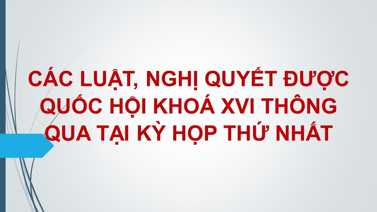 Các luật, Nghị quyết được Quốc hội khoá XVI thông qua tại kỳ họp thứ nhất